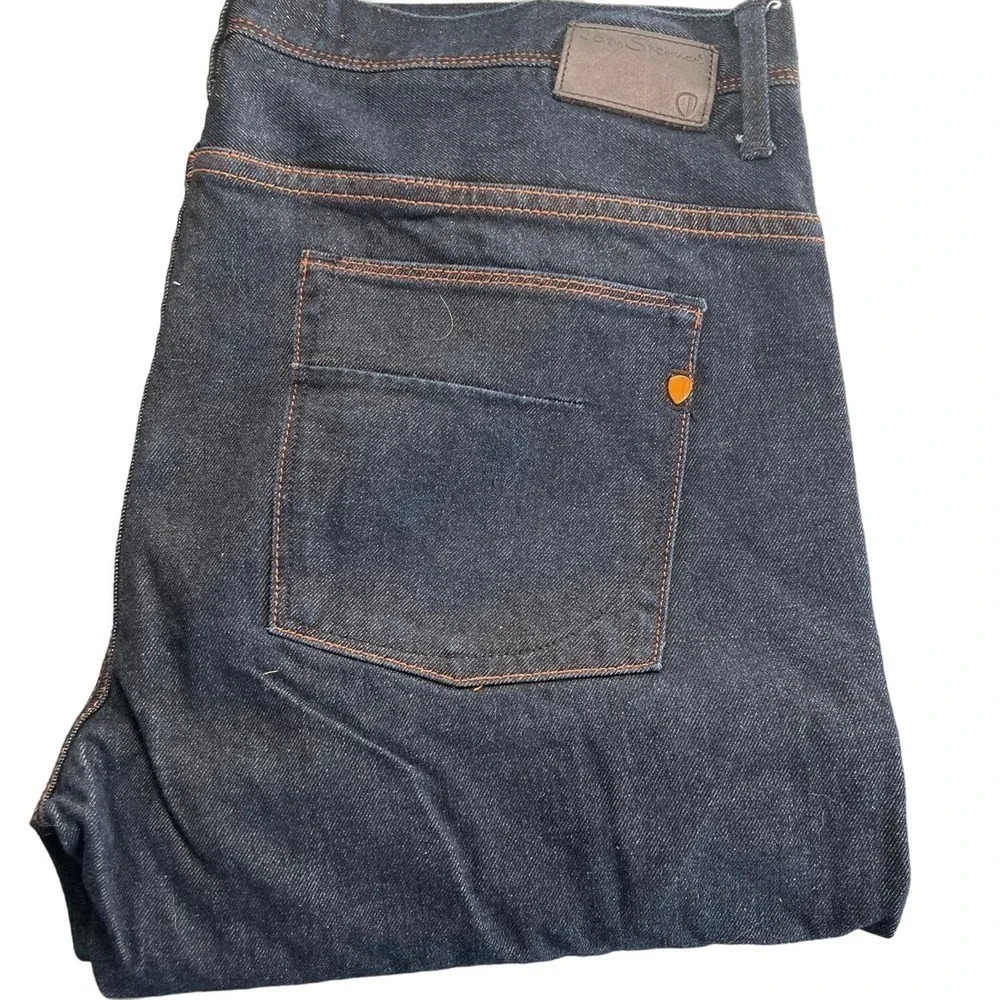 Ben Sherman Jeans 38x34 Dark Wash Indigo Contrast Stitch Selvedge Detail Mod